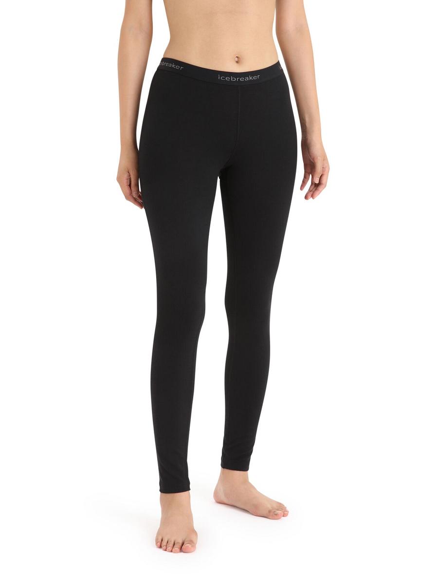 Black Women\'s Icebreaker Merino 200 Oasis Thermal Leggings | USA 1551NWYB